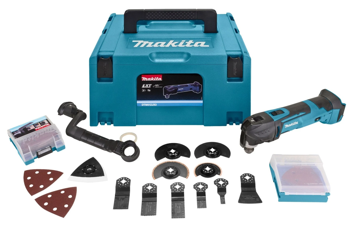 Makita DTM51RT1J3 18V Li-Ion Accu Multitool Set (1x 5.0Ah Accu) + 41 Delige Accessoireset In Mbox - Snelwissel 2 Makita DTM51RT1J3 18V Li-Ion Accu Multitool Set (1x 5.0Ah Accu) + 41 Delige Accessoireset In Mbox - Snelwissel - Afbeelding 2