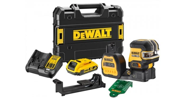 DeWALT DCE825D1G18 12V / 18V Li-ion XR Accu Zelfnivellerende 5 Punts Kruislijnlaser Set (1x 2.0Ah) In TSTAK Koffer - Groen 1 DeWALT DCE825D1G18 12V / 18V Li-ion XR Accu Zelfnivellerende 5 Punts Kruislijnlaser Set (1x 2.0Ah) In TSTAK Koffer - Groen