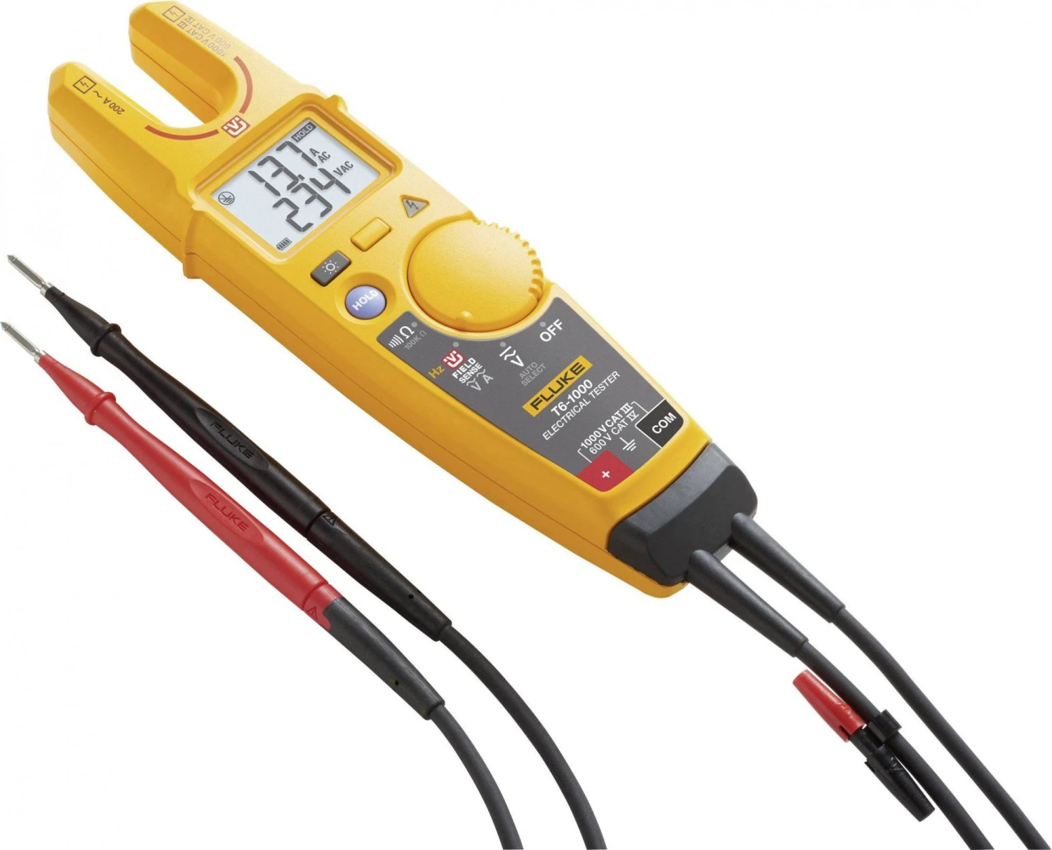 Fluke T6-1000 True-RMS Spannings- Doorbel- En Stroomtester - FieldSense-technologie - AC/DC 1000V & AC 200A - 4910257 1 Fluke T6-1000 True-RMS Spannings- Doorbel- En Stroomtester - FieldSense-technologie - AC/DC 1000V & AC 200A - 4910257