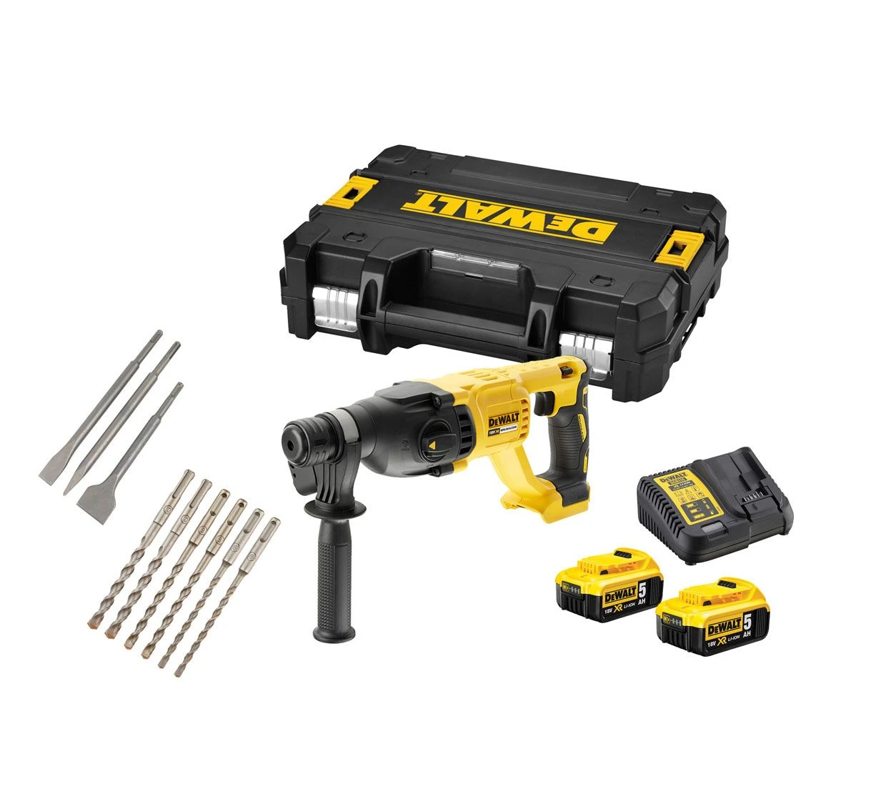DeWalt DCH133P2X 18V Li-Ion Accu SDS-plus Combihamer Set (2x 5.0Ah Accu) In TSTAK - 2,6J - DCH133P2X-DE 1 DeWalt DCH133P2X 18V Li-Ion Accu SDS-plus Combihamer Set (2x 5.0Ah Accu) In TSTAK - 2,6J - DCH133P2X-DE