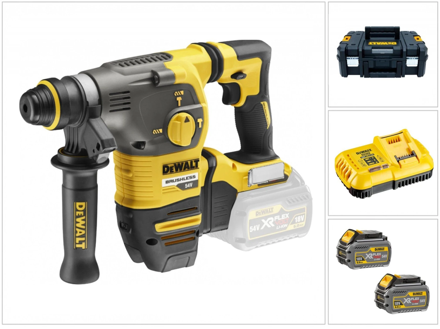 DeWalt DCH323T2 18V / 54V Li-Ion XR Flexvolt Accu SDS-plus Combihamer Set (2x 6.0Ah Accu) In Koffer - 2,8J - Koolborstelloos - DCH323T2-QW 1 DeWalt DCH323T2 18V / 54V Li-Ion XR Flexvolt Accu SDS-plus Combihamer Set (2x 6.0Ah Accu) In Koffer - 2,8J - Koolborstelloos - DCH323T2-QW